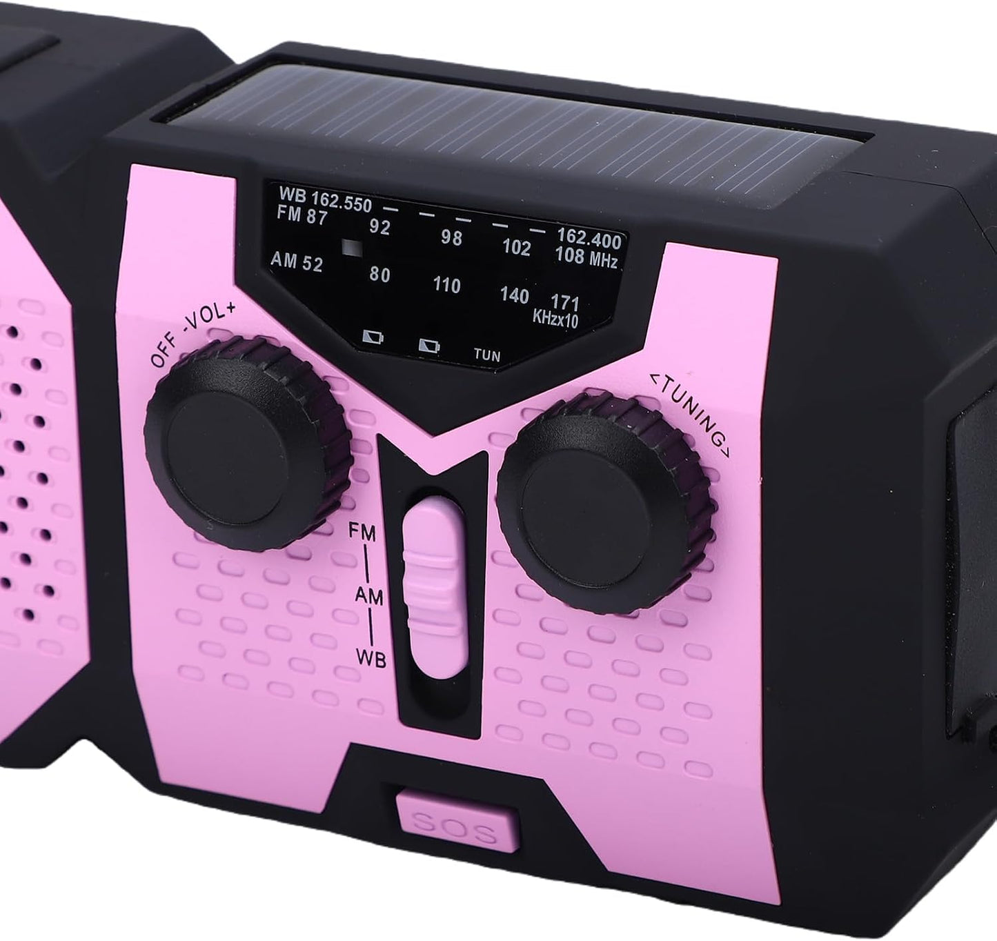 Walfront Emergency Weather Radio AM FM WB Rechargeable Solar Hand Crank Power Bank with LED Flashlight for Outdoor