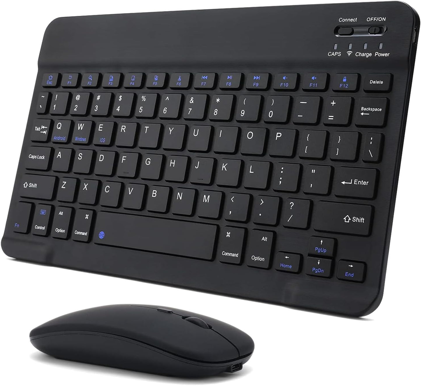 KUNSI Bluetooth Keyboard and Mouse Combo for iPad, Rechargeable Slim Wireless Keyboard and Mouse for Tablets,Compatible