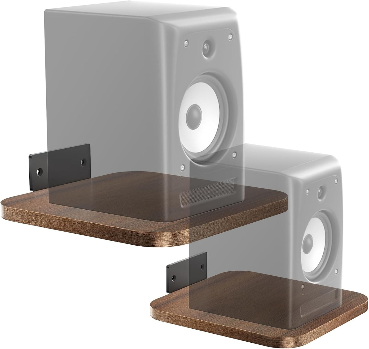 WALI 55 Lbs, (SWM302), 1 Speaker Wall Mount, Heavy Duty Bookshelf Speaker Floating Wall Shelves, Surround Sound