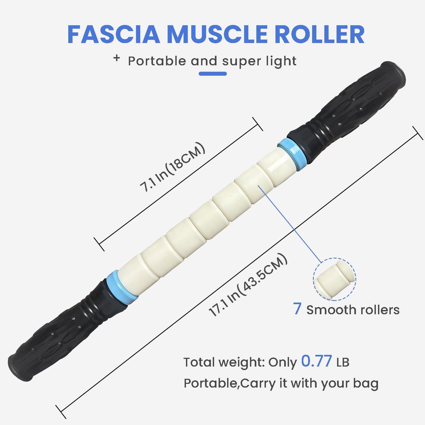 Muscle Roller Stick Ctwctr Massage Roller for Lymphatic Drainage, Cellulite Massager, Leg Massager for Circulation and Pain Relief, Deep Tissue & Trigger Point Massage