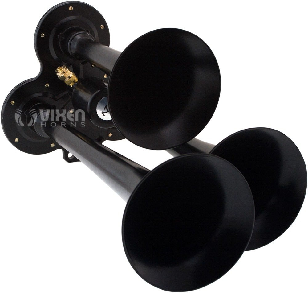 Vixen Horns Train Horn Kit for Trucks/Car/Semi. Complete Onboard System- 200psi Air Compressor, 2.5 Gallon Tank, 3 Trumpets. Super Loud dB. Fits Vehicles like Pickup/Jeep/RV/SUV 12v VXO8325/3114B