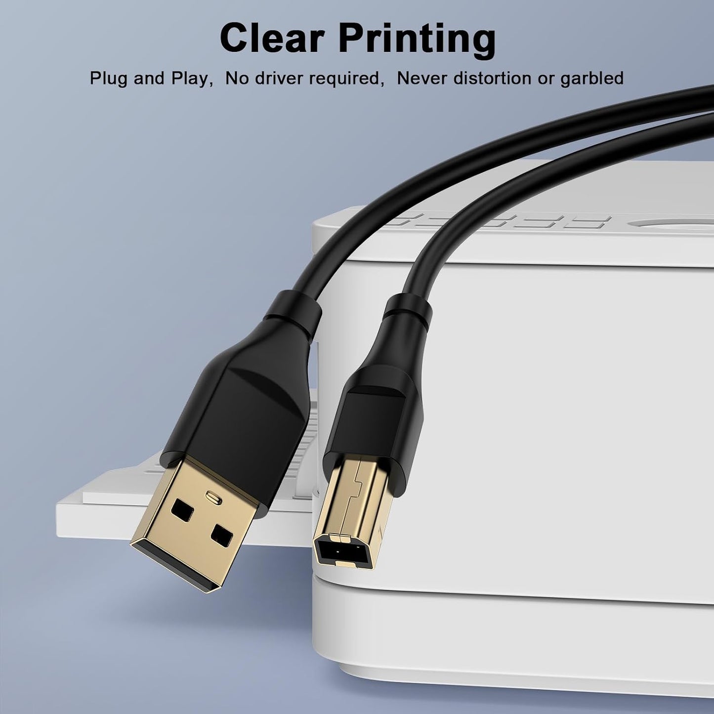 REPIND 2.0 6 USB Printer Cable USB A to USB B Cable Feet MIDI Cable Printer Cord to Computer High Speed for HP, Canon