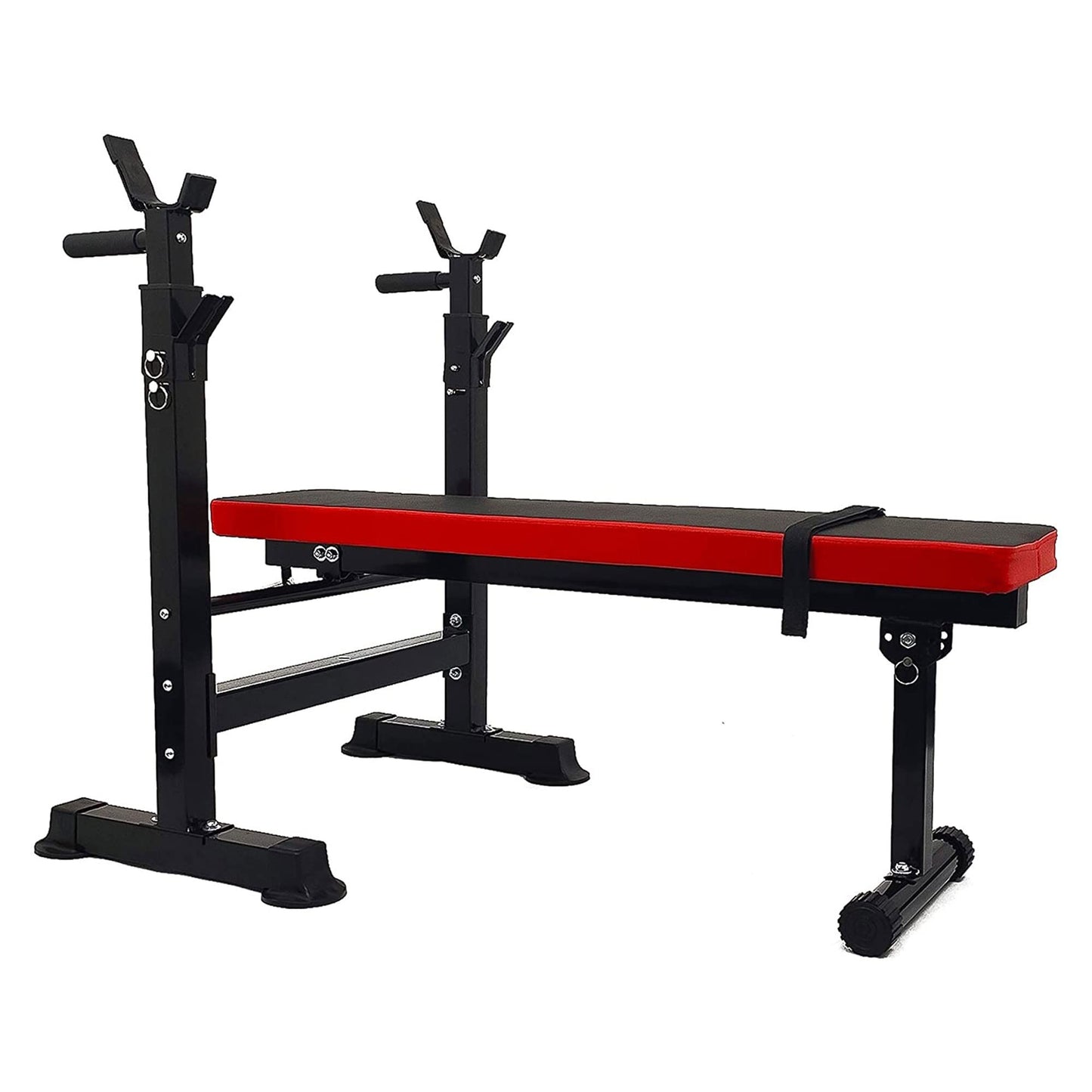 BalanceFrom Steel Weight Bench with Squat Rack, Adjustable Seat, and Recliner – Foldable Home Gym Equipment with 6-Position Barbell Holder and Leg Developer, 400 Pound User Capacity