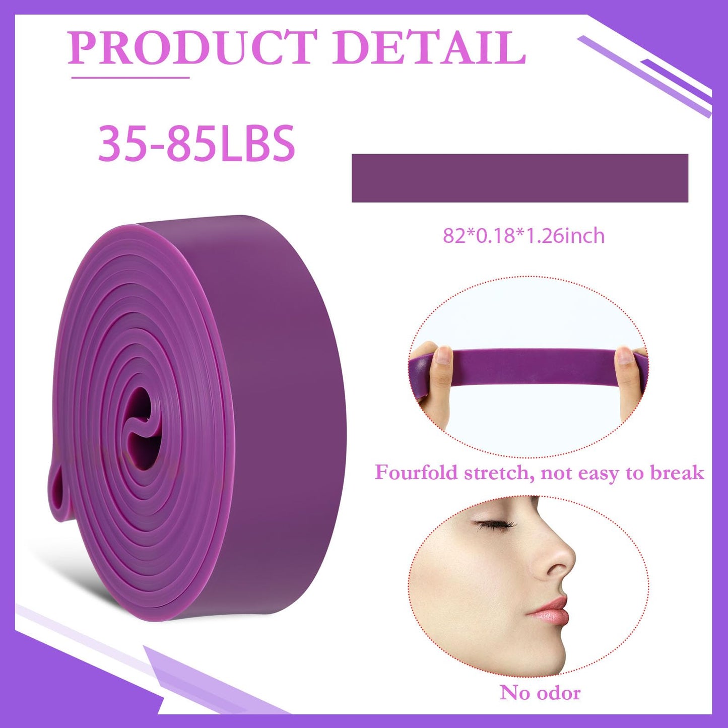 Foilswirl 16 Pcs Resistance Bands 35-85 lbs Pull up Assistance Bands Exercise Workout for Working Out Muscle Training Therapy Muscle Training Men and Women (Purple)