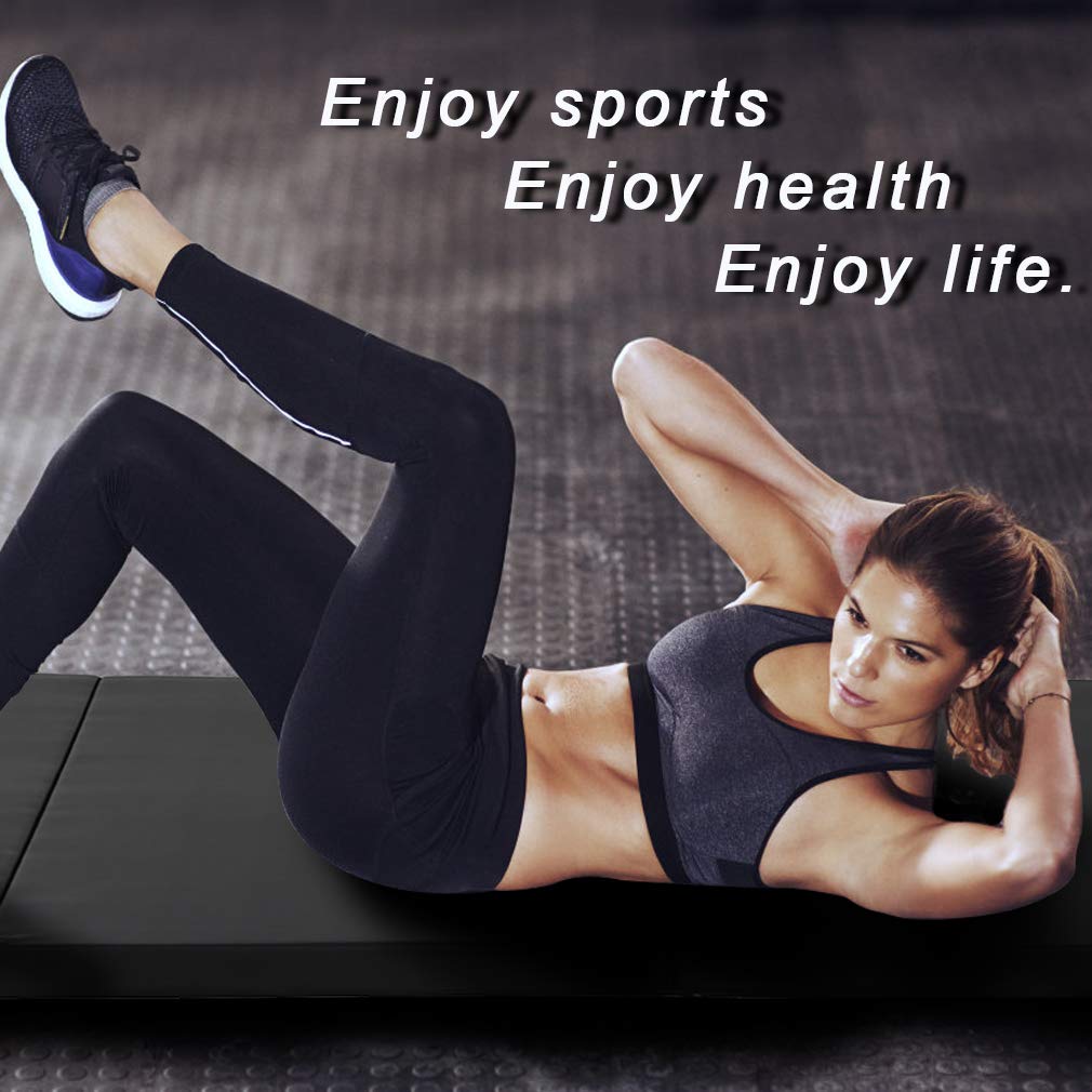 Gymnastics Tumbling Mats Portable Gymnastics Mat 4 Folding Tumbling Mat 4'x8'x2"Thick Yoga Mat Exercise Mat with Carrying Handles for home Workout outdoor Yoga Gymnastic