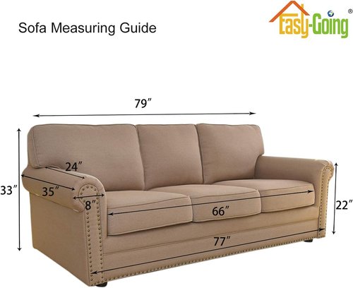 Easy-Going Stretch Sofa Slipcover - Soft Elastic Bottom Furniture Protector in Dark Gray, Small Checks
