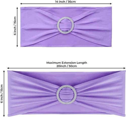 Babenest Spandex Chair Sashes - 50PCS Premium Stretch Covers with Buckle Slider for Weddings & Events | Purple