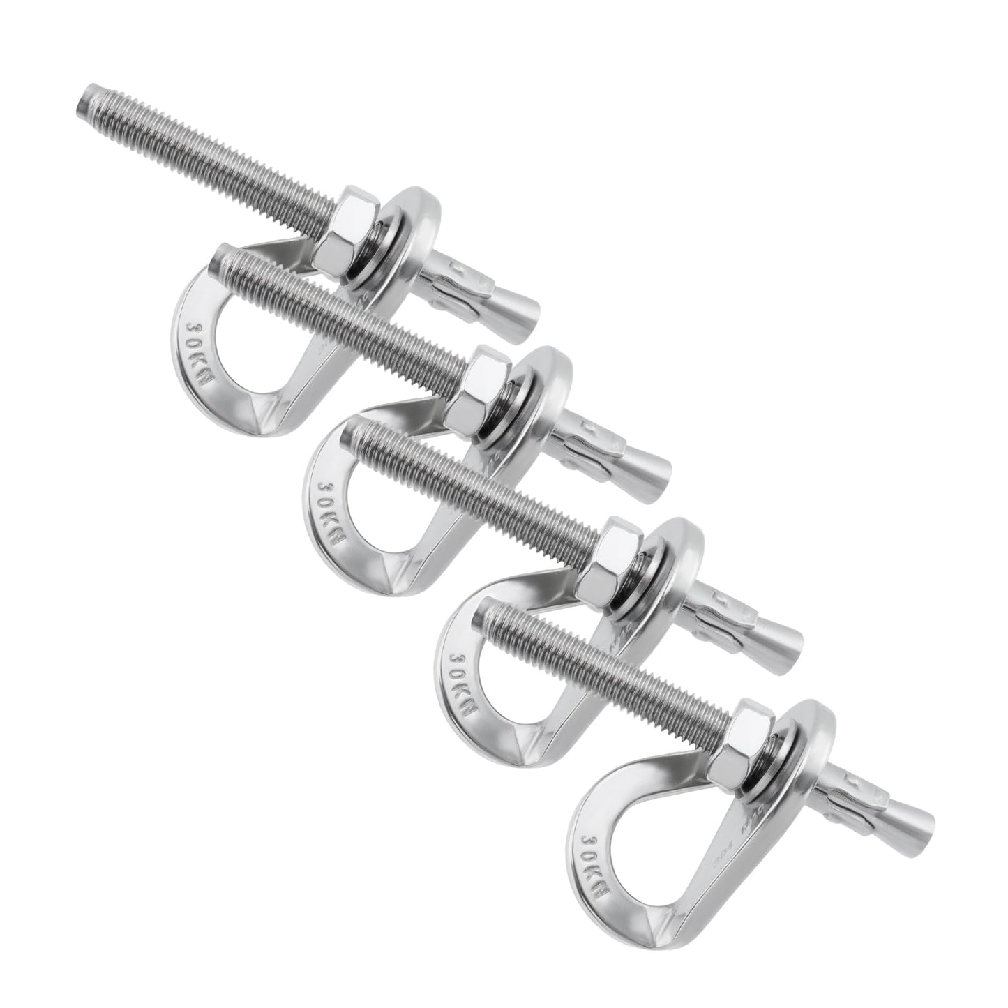 HEVSTIL 4-Pack Bolt Hanger for Climbing – 30kN Stainless Steel Rock Anchor Hanger for 10mm (3/8") Bolts for Rock Climbing, Mountaineering
