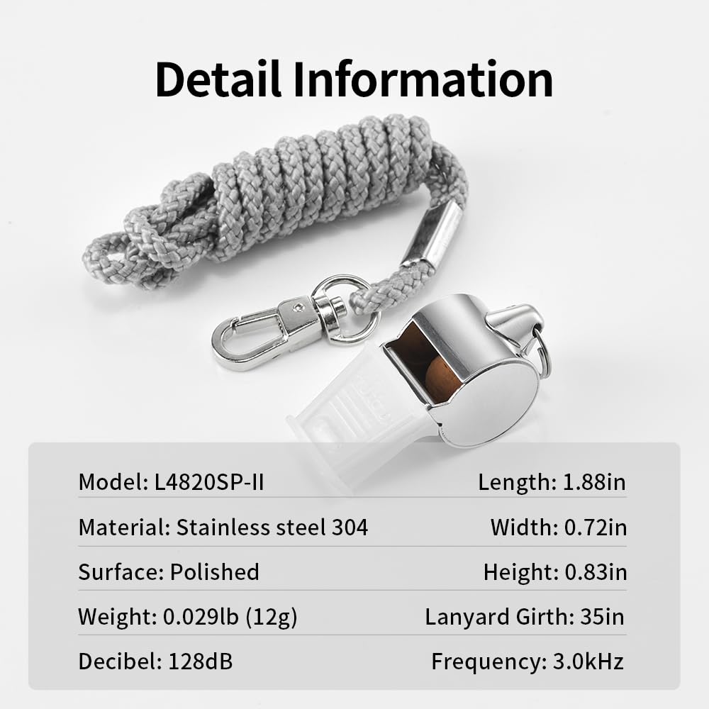 HUTOU Whistle 2 Packs Stainless Steel Coach Sports Whistle with Lanyard, Loud Crisp Sound Whistle Ideal for Coaches, Referees, and Official