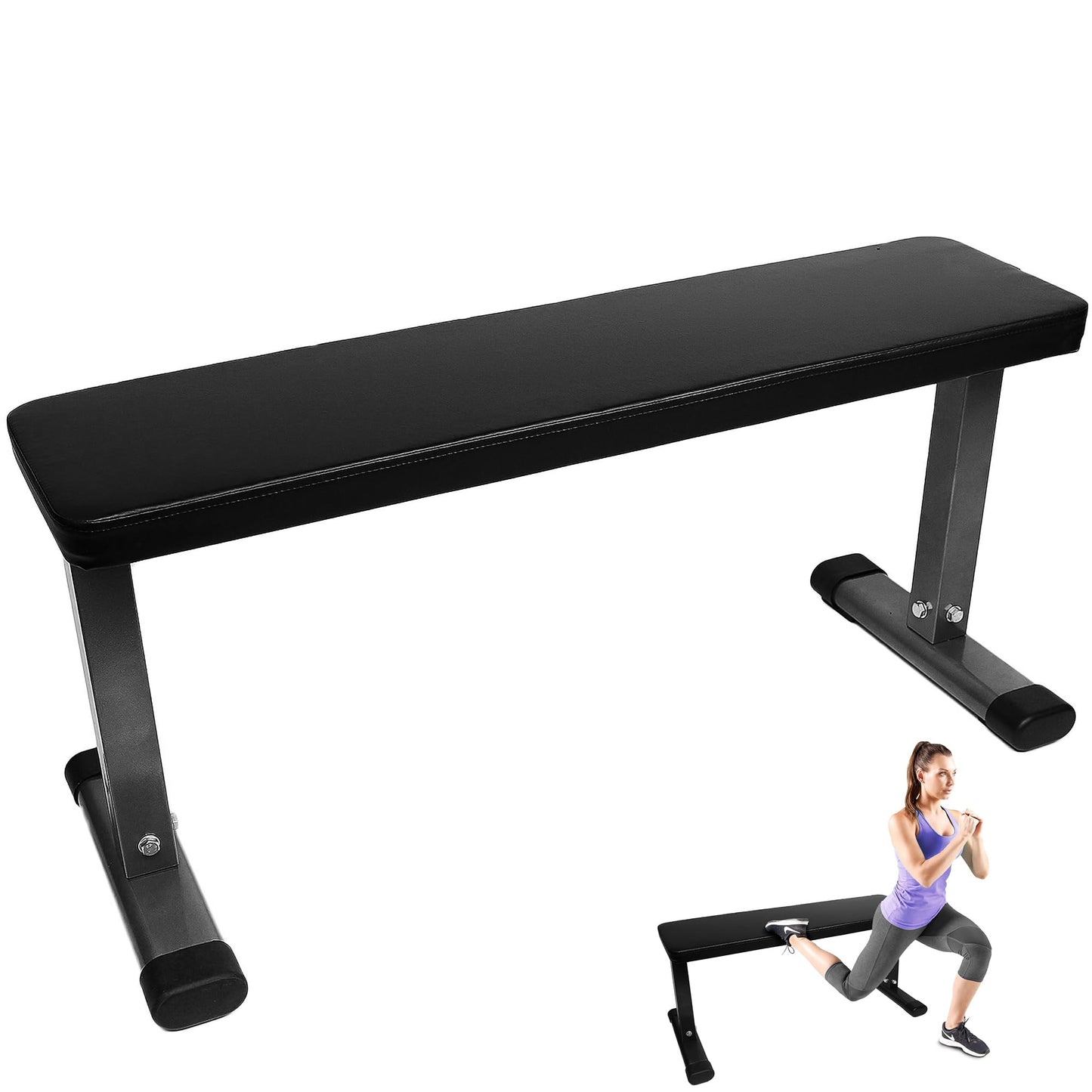 Fitvids Flat Utility Weight Bench for Home Gym Weight Training – Ab Exercises and Flat Exercise – nan – Gray/Black