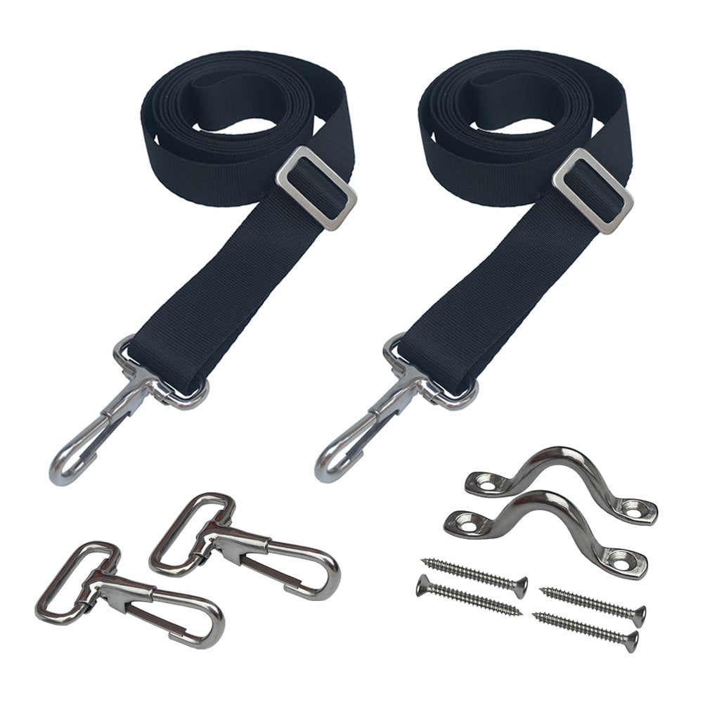Vtete 2 PCS Adjustable Bimini Boat Top Straps with Loops + Snap Hooks + Eye Straps - 28"~60" Stainless Steel Boat Awning Hardware