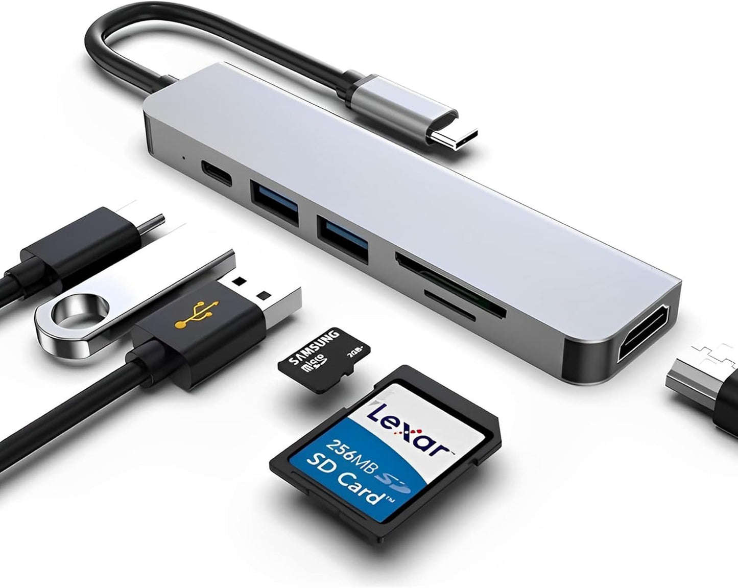 Mindorlen USB C Docking Station, HDMI to USB c Adapter for Monitor, USB-C Hub HDMI Dongle for Laptop, Micro SD Card
