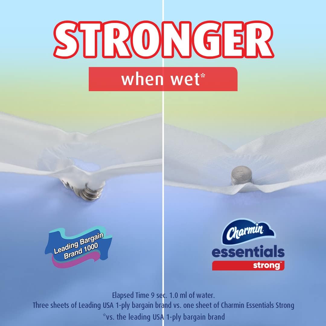 Charmin Essentials Strong Toilet Paper - 9 Mega Rolls (Equivalent to 36 Regular Rolls)