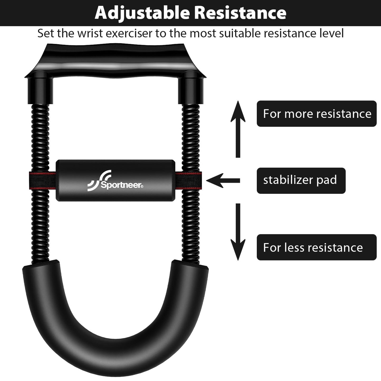 Sportneer Forearm Strengthener Forearm Wrist Strengthener Exerciser with Adjustable Tension for Improving Strength - Hand Developer Arm Grip Workout Strength Trainer Home Gym Workout Equipment for Starter and Pro