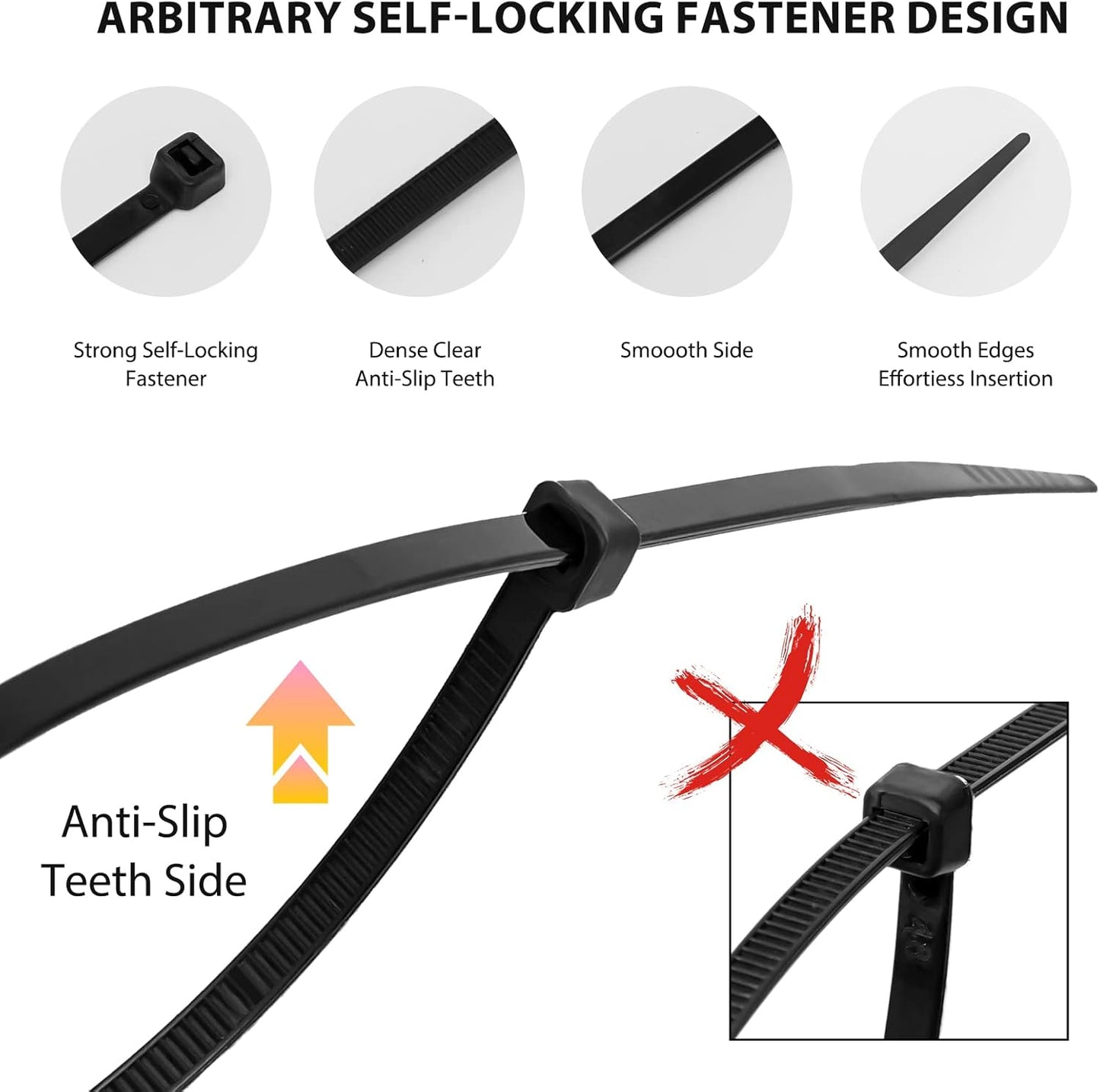 250PCS 4 Inch Cable Zip Ties, Multi-Purpose Nylon Zip Ties, Self Locking Cable Ties,Self-Locking Wire Ties used
