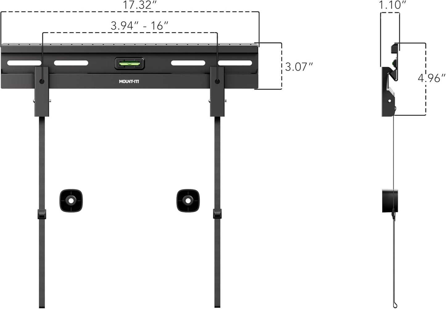 Mount-It! 2365 Inch 1.1 77 lbs/132 lbs, 100x100400x400 No Stud TV Wall Mount, Studless Drywall TV Bracket for Flat