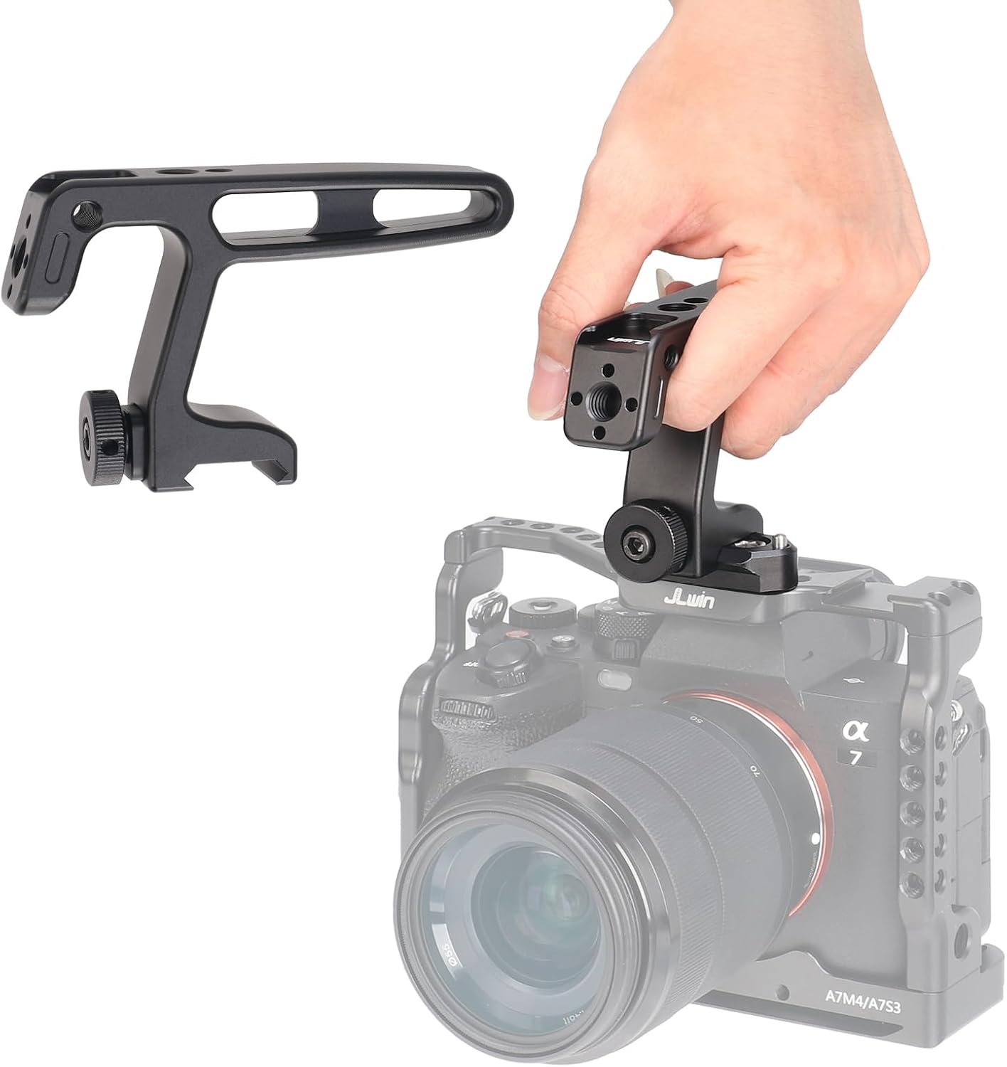 FocusFoto 1/4"-20 3/8"-16 3/8"-16 NATO Handle Grip for Lightweight DSLR Mirrorless Camera Cage Rig, Mini Top/Side