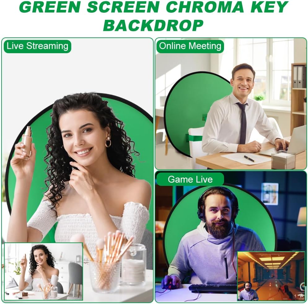 Kakalote 1 75cmonly PC Green Screen Background, Nylon Background Screen Portable Foldable Backdrop for Live Streaming