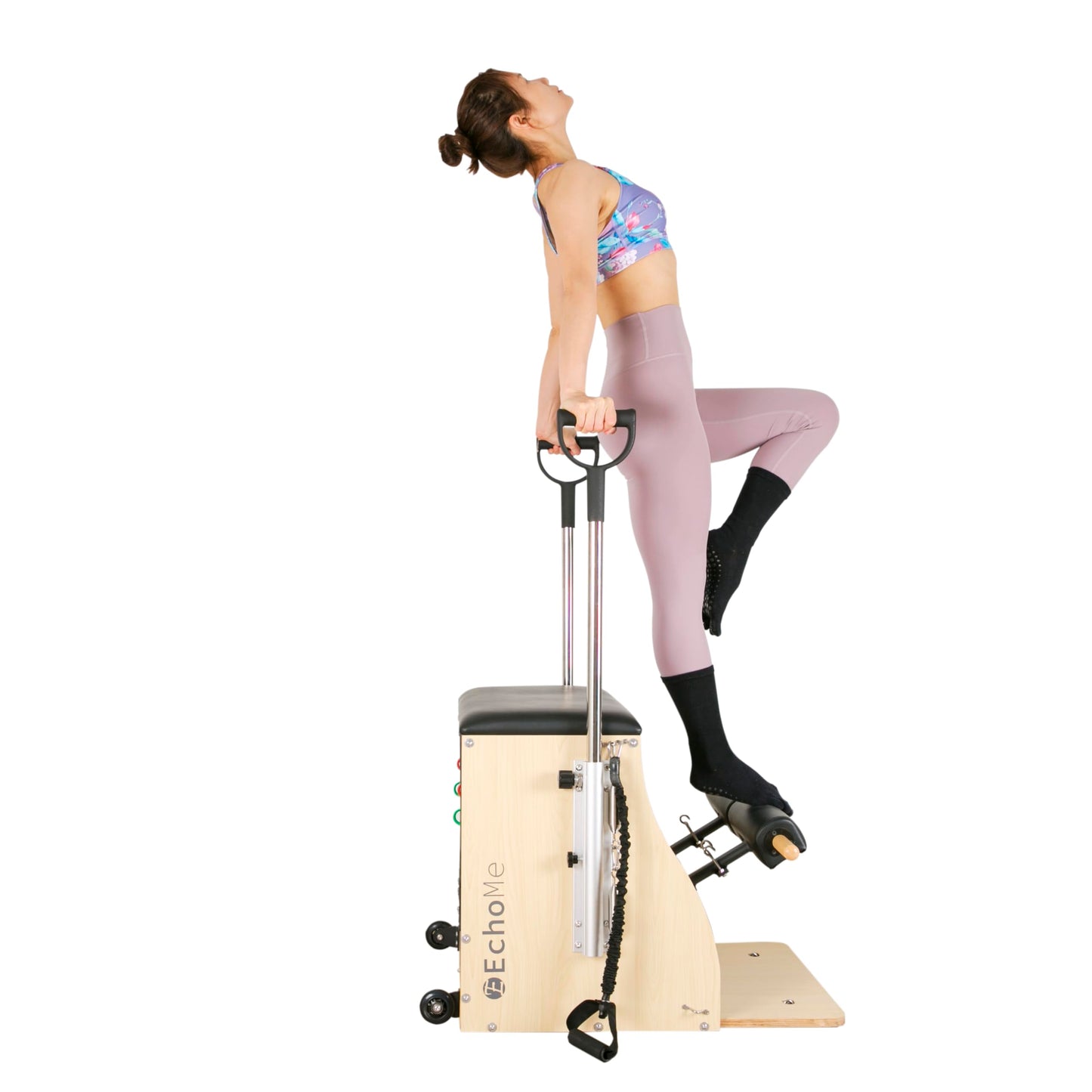 EchoMe Plates Combo Chair with Handles, Split-Pedal Stability Pilates Chair,Yoga Fitness Trainer, Pilates Reformer Machine, Pilates Equipent of Maple Wood for Home use and Studio Use(Black)