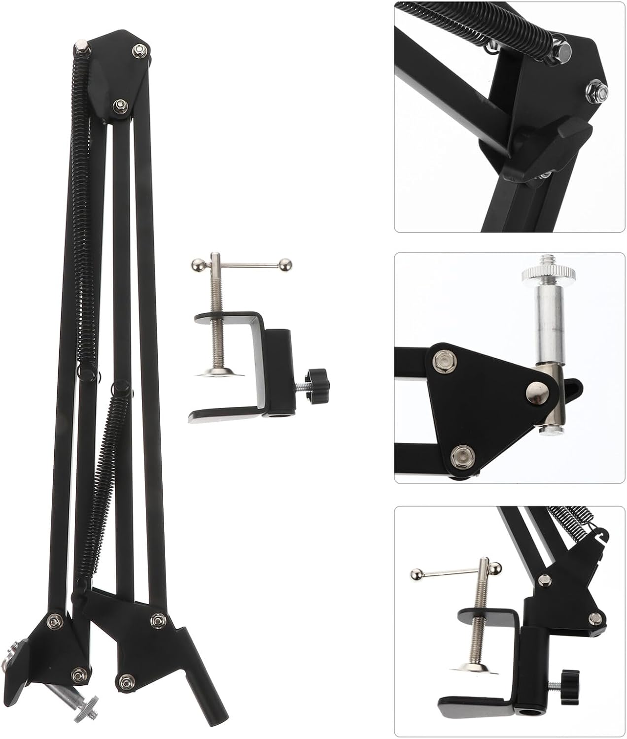 Lurrose 1/4 Metal Webcam Holder and Desktop Scissor Arm Stand with Screw Clamp, Adjustable Suspension Boom for USB
