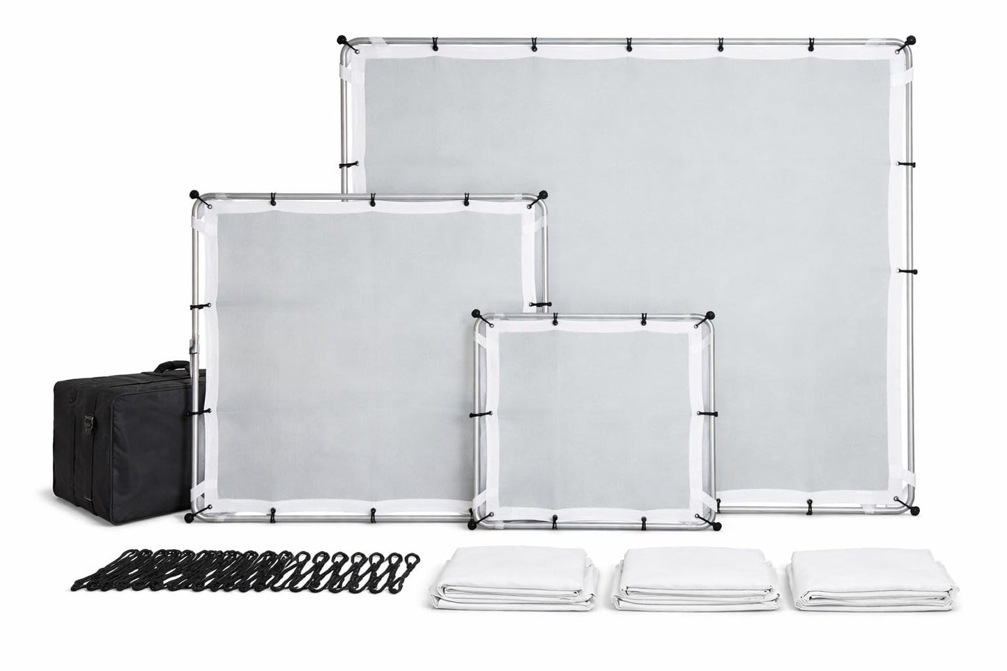 Glide Gear BFS 100 Butterfly Scrim – 4x4, 6x6, 8x8 Diffuser – 3 Nylon Silks, Quick-Setup Frame, C-Stand Clamps Included