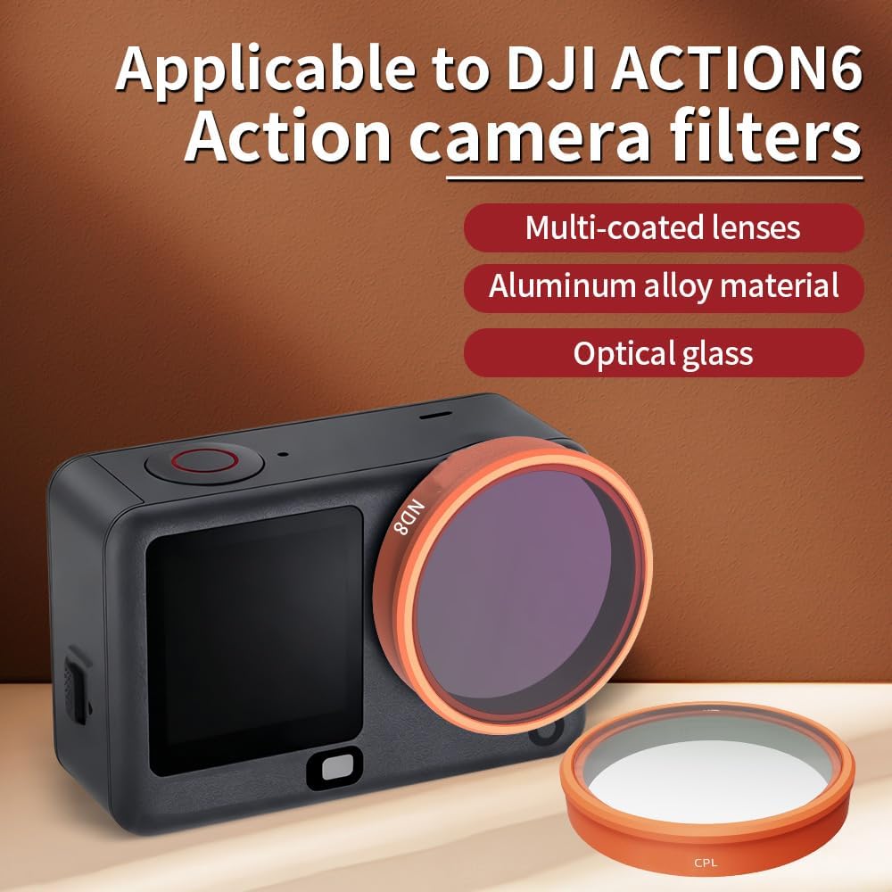 TEHAOUU 6, Action Camera Filters Compatible with DJI Osmo Action Multiple Filter Kit Including UV, CPL, ND, Star, Night