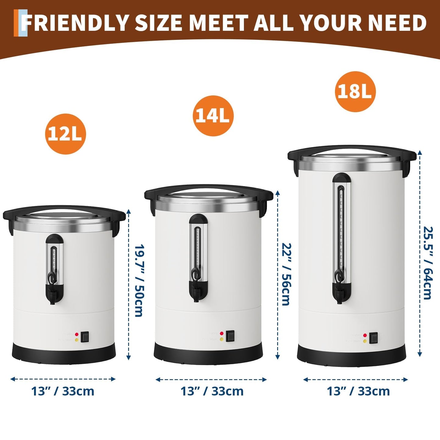 80 Cups Large Coffee Urn with Double Wall Insulation, 12L/3.2 Gallon Stainless Steel Commercial Electric Coffee Maker with Hot Drinks and Hot Water, for Weddings, Parties, Catering, and Buffets