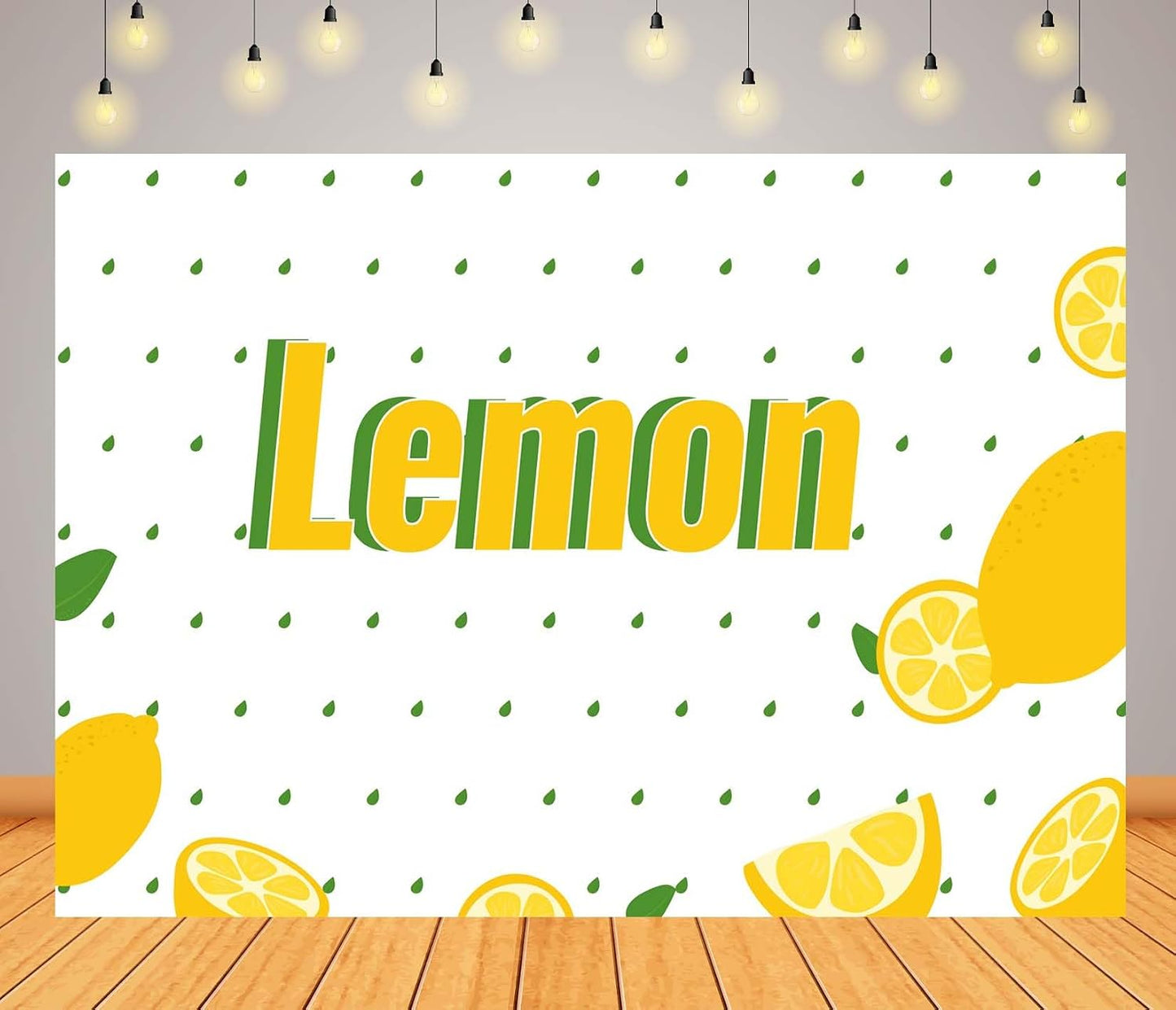 CORFOTO 9x6ft Summer Fabric Lemon Pattern Backdrop Yellow Lemons Green Leaves Citrus Pattern Photography Background