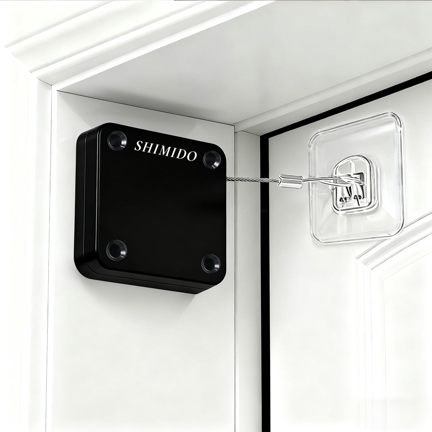 SHIMIDO Upgraded Retractable Automatic Door Closer - Tool-Free Installation, Powerful 3.5lb Pull Shuts Doors Completely - Compact Universal Fit for Screen, Sliding & Almost All Doors (Black)