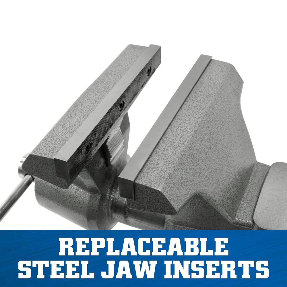 Wilton Mechanics Pro Bench Vise, 10" Jaw (Width-12", Opening-5-1/4") Throat (Model 8100M), Gray
