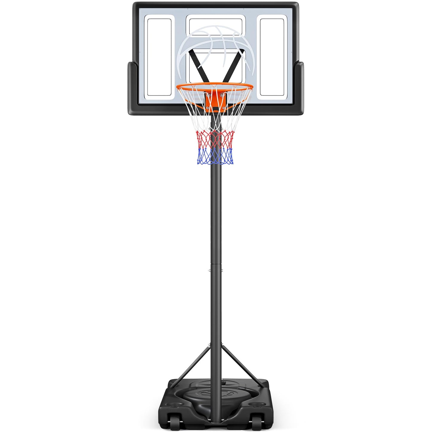 Yohood Basketball Hoop Outdoor 10ft Adjustable, Portable Basketball Hoop Goal System for Kids Youth and Adults in Backyard/Driveway/Indoor, 44 Inch Shatterproof Backboard and Larger Base