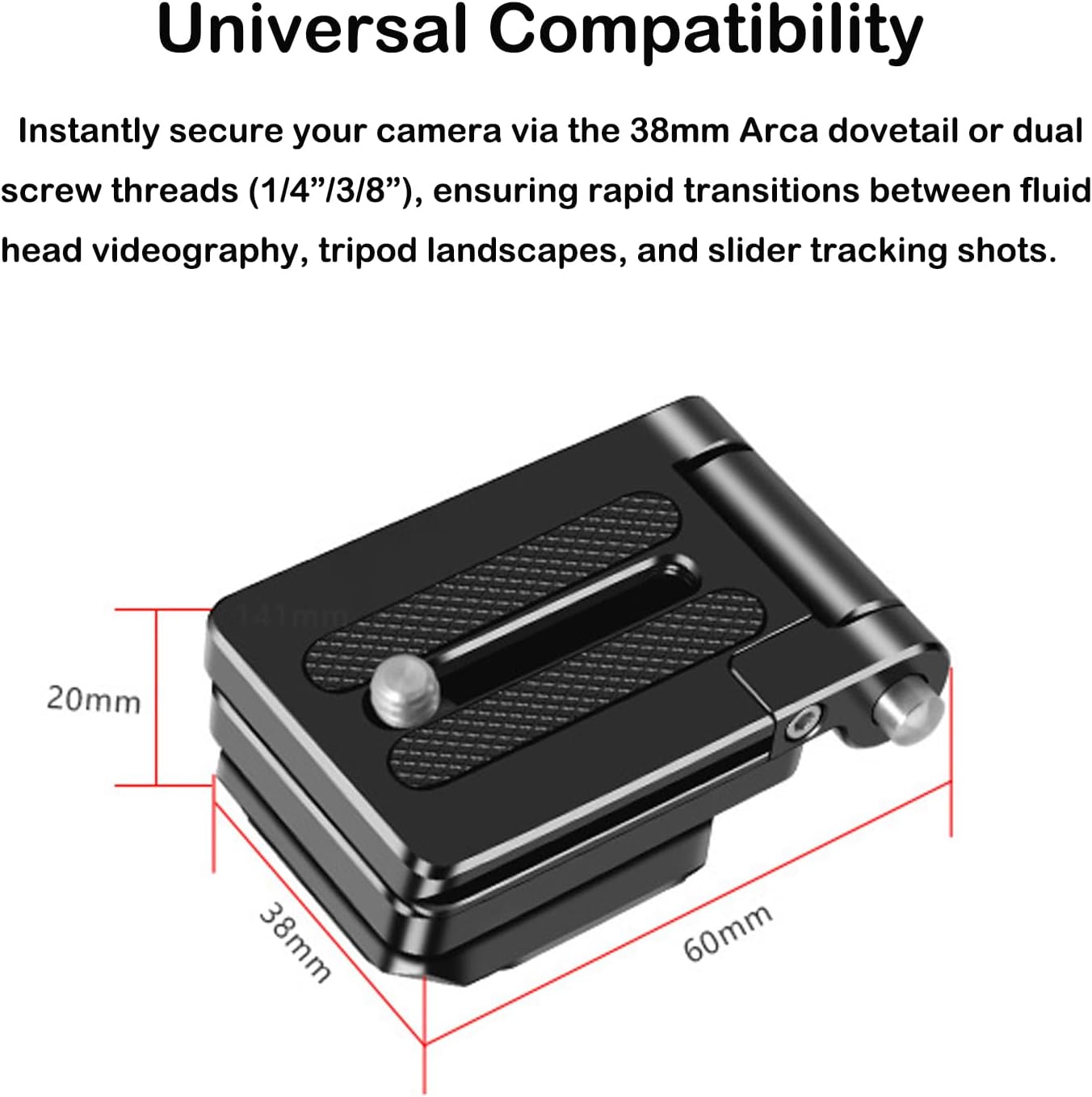 VEETALEE 1/4" 3/8" Foldable Camera L Bracket,Tripod Quick Release Plate, Aluminum Vertical Horizontal Switching Mount
