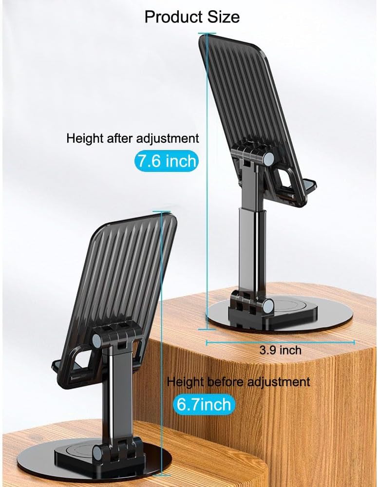 ANRACHEL 2 Pack,Angle Cell Phone Stand Height Adjustable Cell Phone Holder for Desk,Foldable Desktop Phone Holder