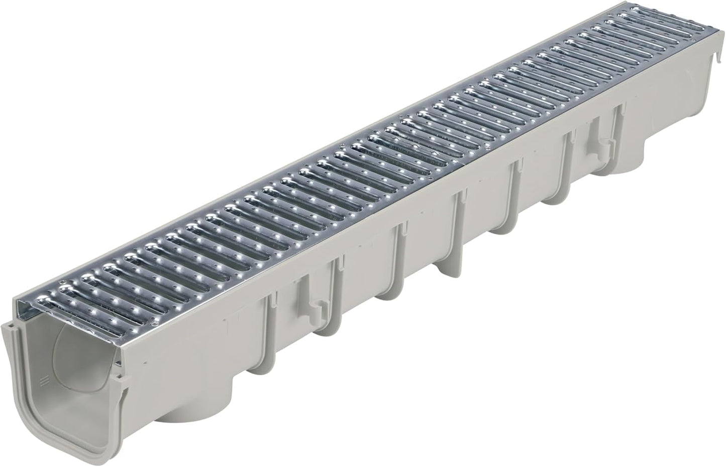 NDS Pro Series Channel Drain Kit, 5-1/2 in. X 39-3/8 in. Deep Profile Channel, Galv. Steel Grates, End Caps/Outlet, 5 in.