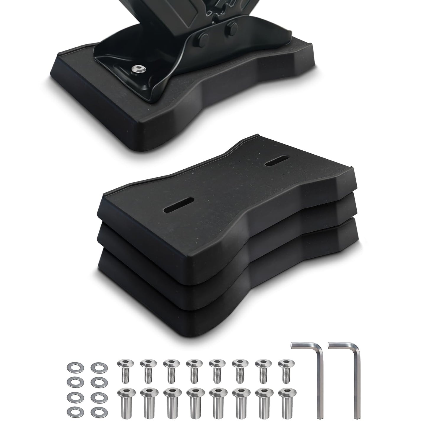 HOXWELL RV Stabilizer Jack Pads 4 Pack, Heavy Duty Solid Rubber Scissor Jack Leveling Blocks, RV Jack Foot Protection Pads for Trailer, Camper & 5th Wheels, Non-Slip Sturdy Support, Black