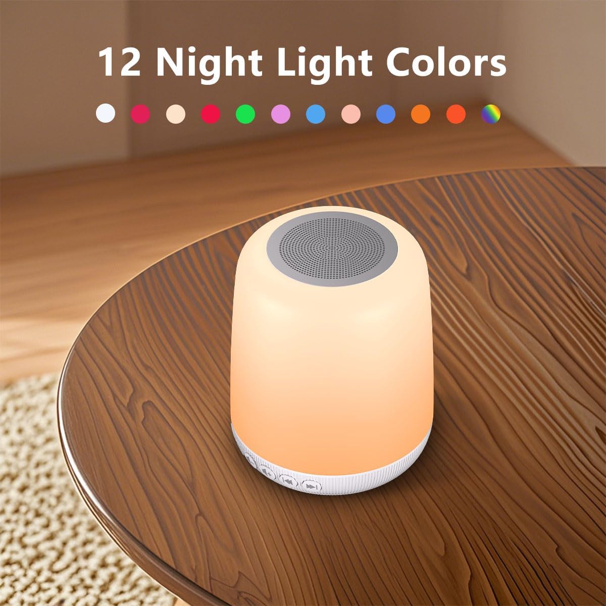 Skiennix White Noise Sound Machine - Portable Sleep Aid with 30 Soothing Sounds & 12 Night Light Colors