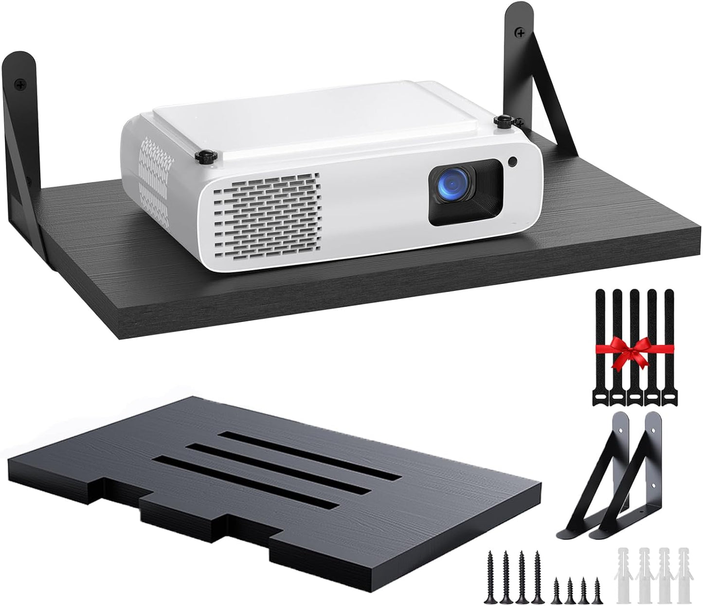 15.7" 9.8"(Lx DAWASAPAT Mini Projector Shelf for Wall Mount, Black Wall Mount Shelf Floating, x W) Projector Holder