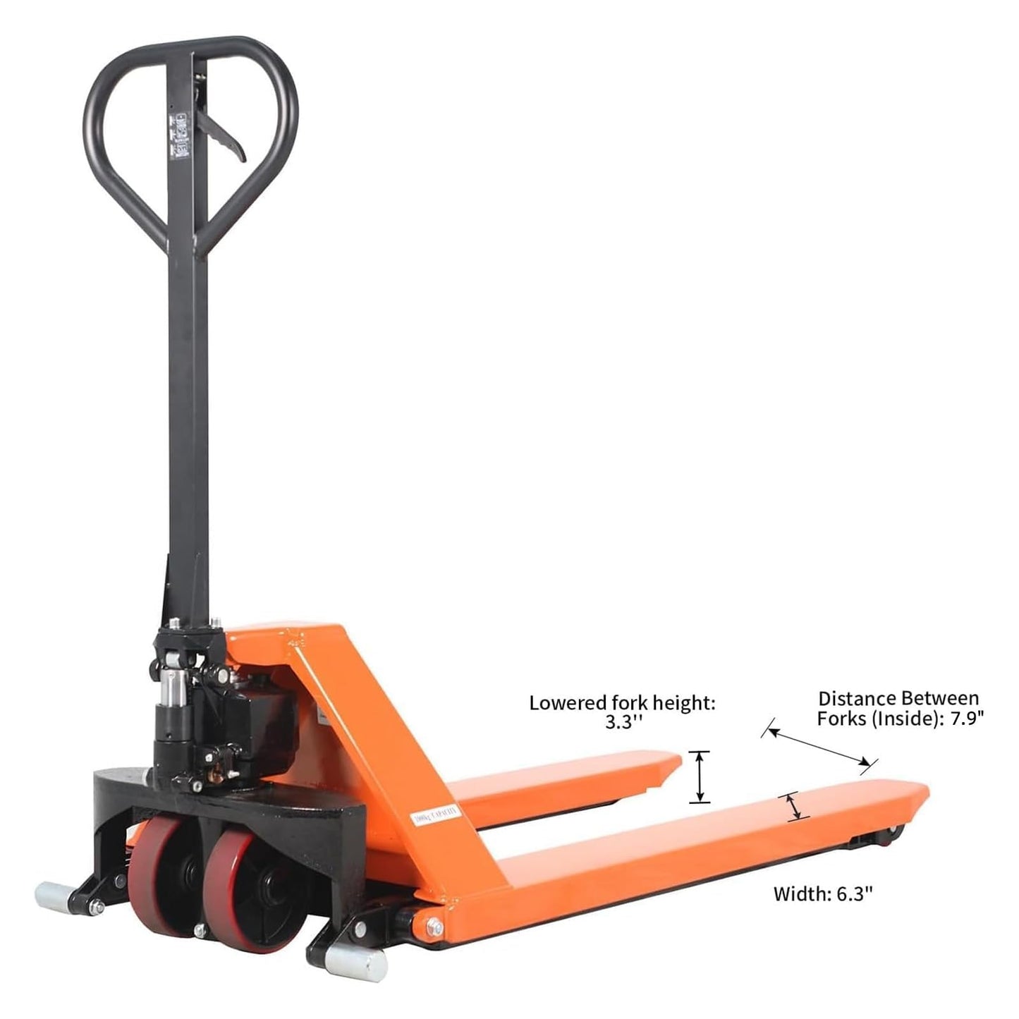 Tory Carrier Manual Scissor Pallet Jack Hand Truck Lift 2200lbs Capacity 45" Lx21 W Fork, 3.3'' Lowered, 31.5'' Raised Height for Open Bottom Pallet