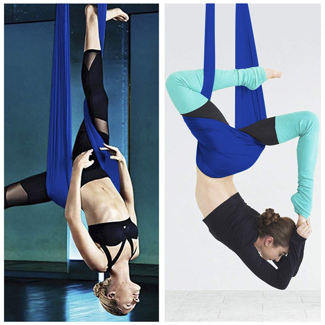 SISROL Aerial Yoga Swing Set with 2 Extension Straps - Anti-Gravity Aerial Yoga Hammock Sling for Inversion Exercises, Indoor Outdoor Home Gym Fitness Equipment