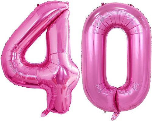 GOER Jumbo 40 Inch Hot Pink Foil Balloons - Perfect for 40th Birthday Party Decorations