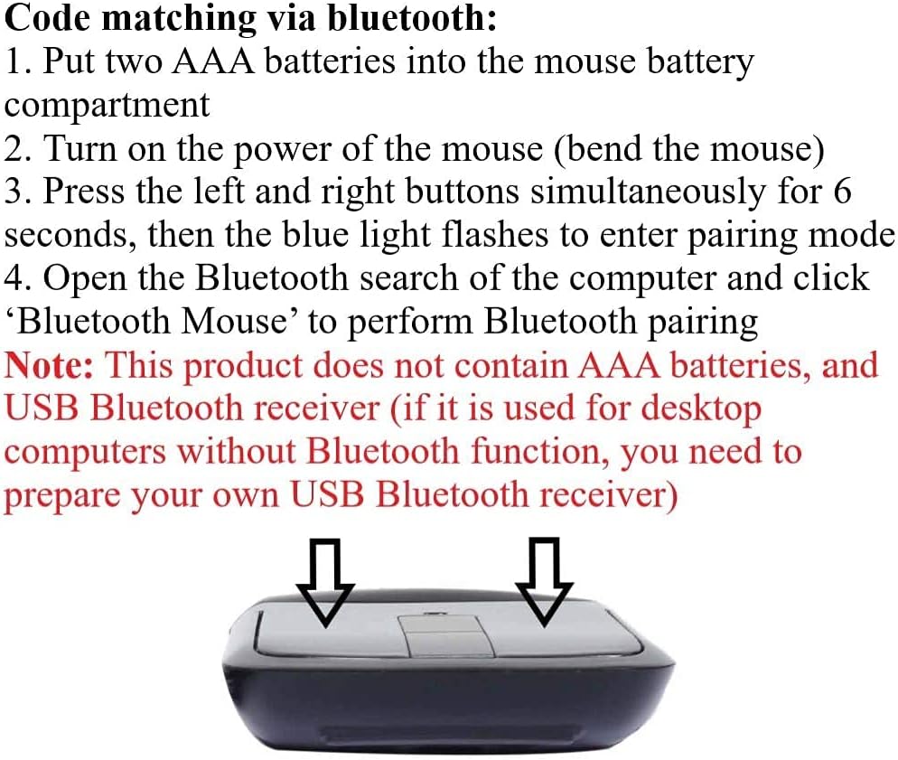 WUDEMWWFE Bluetooth Arc Mouse Foldable Slim and Portable Mini Wireless Computer Travel Mouse Folding Optical Touch Mice