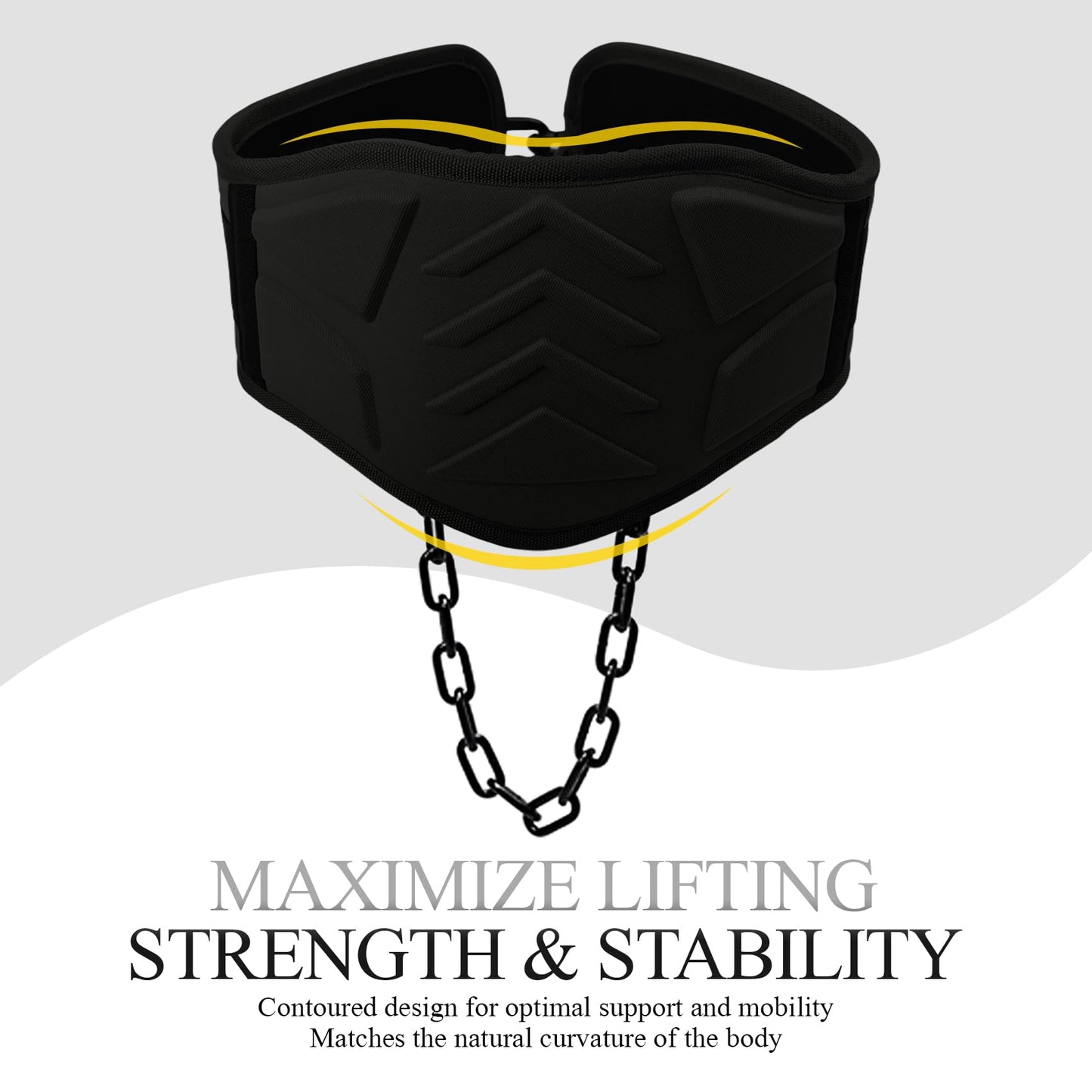 Weightlifting Belt with 41 IN Steel Chain Dip Belt for GYM Workout, Pull Ups, Crossfit, Weight Lifting, Squat, Training, Fitness (Black)
