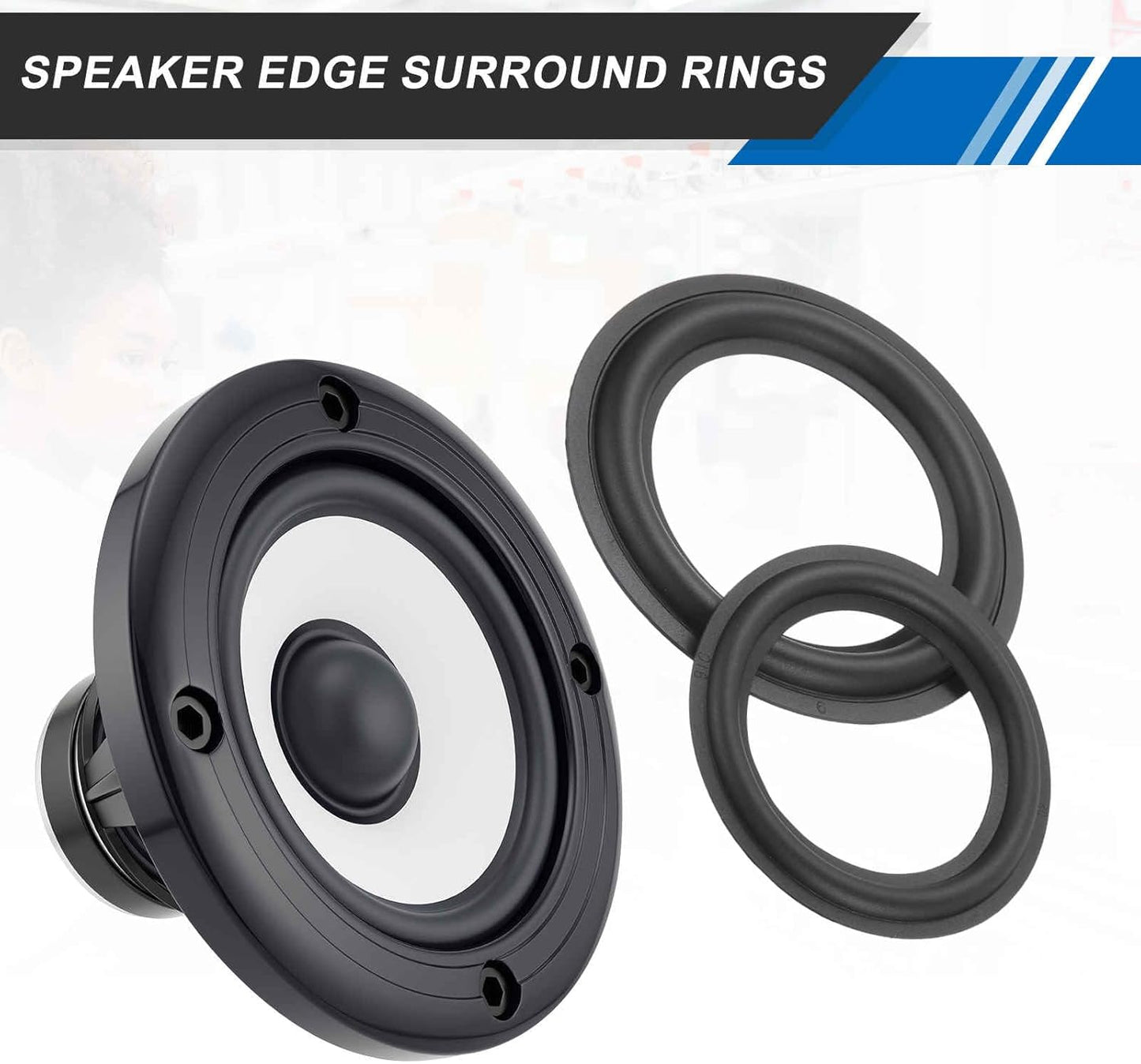 MECCANIXITY 3 Inch 74.5x48.5mm(IDxOD) Rubber Speaker Edge Surround Rings Perforated Subwoofer Rings Replacement Parts