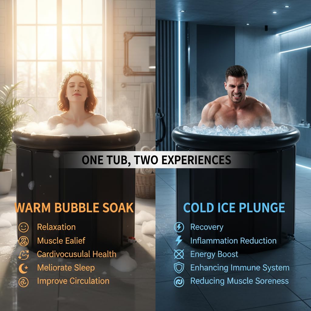 Ice Bath Tub for Athletes - Extra Large Cold Plunge Tub for Muscle Recovery & Cold Water Therapy, Portable Multi-Layer Ice Bath for Home, Gym, Backyard, Spa, Indoor & Outdoor Use (Black, 30X31.5 IN)