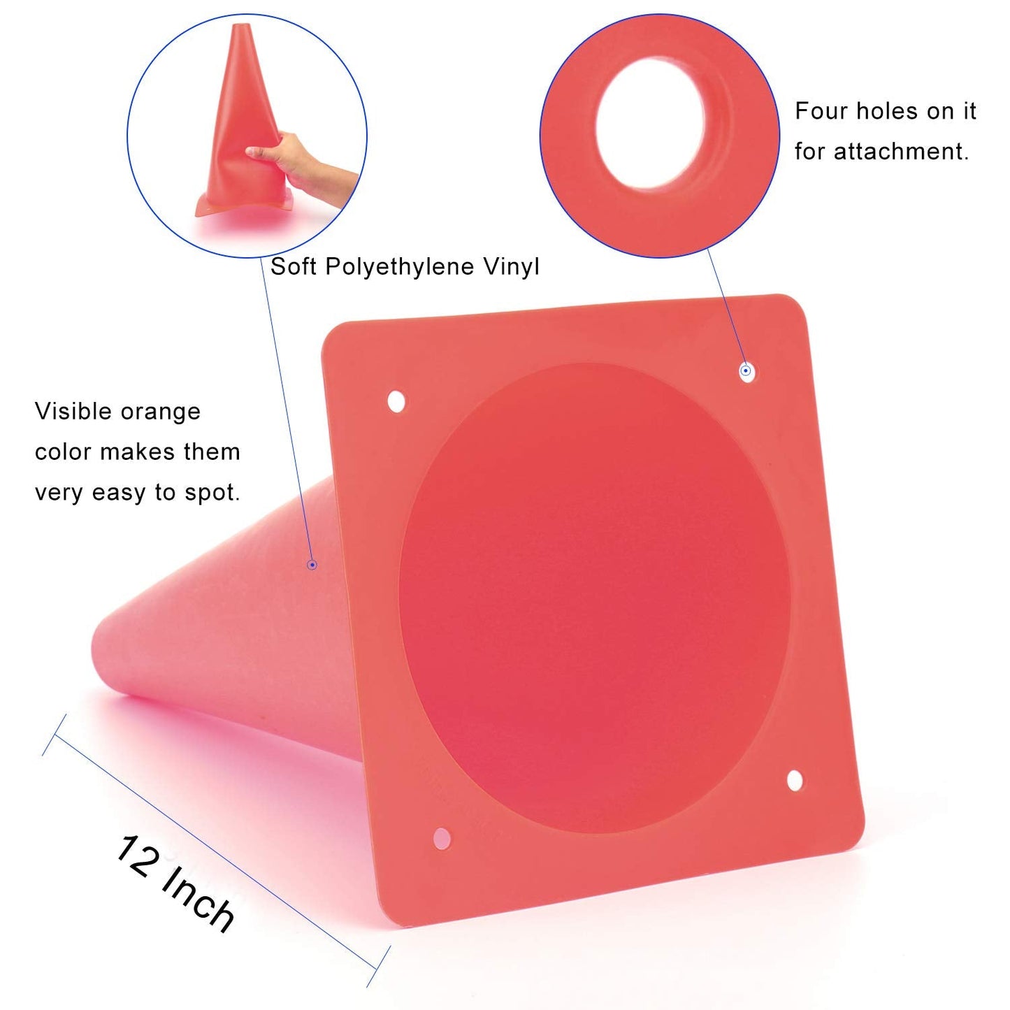 Fragraim 12 Inch Red Traffic Training Cones, Plastic Safety Parking Cones, Agility Field Marker Cones for Soccer Basketball Football Drills Training, Outdoor Sport Activity & Festive Events - 12 Pack
