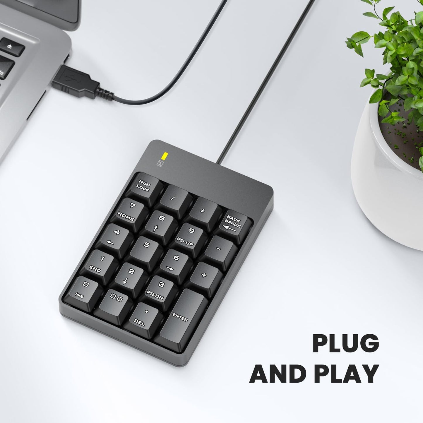 TechGarden 19 Wired Number Pad, USB Numeric Keypad Key Number Keypad Keyboard for Laptop PC Computer Notebook, Big