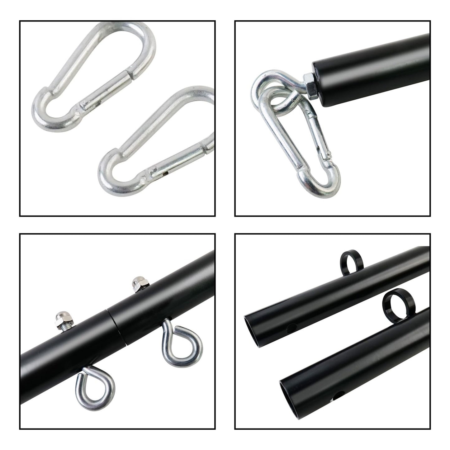 3 in 1 Heavy Duty Stainless Steel Expandable Black Spreader Bar,Workout Bar for Home Gym Training Bar,Portable Detachable Pilates Kit