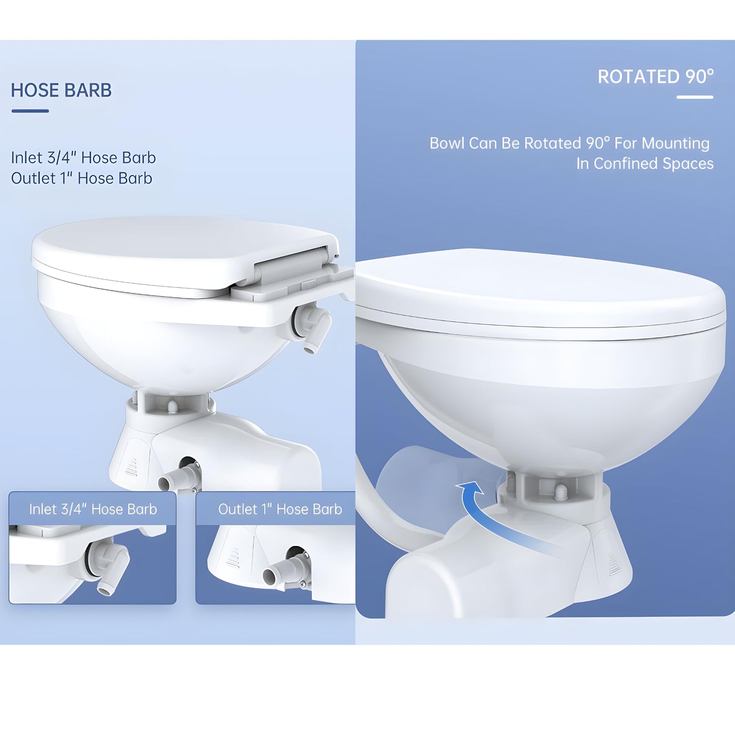 SEAFLO Quiet Flush Electric Marine Toilet - Fresh Water Rinse, 12V, Solenoid Valve, Ceramic Bowl, Soft Close Seat, Macerator Pump, 3-Way Switch Panel, Boat Yacht Toilet, 4-Year Warranty