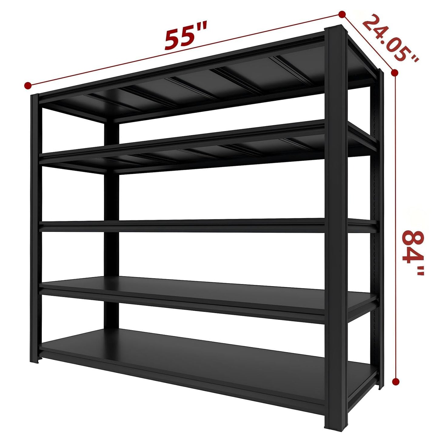 KIFDYTH 84 H*55 W*24.05 D Storage Shelves Heavy Duty, 3500 LBS Garage Shelving, 5 Tier Adjustable Metal Garage Shelving Units, for Garage Storage, Warehouses, Basement