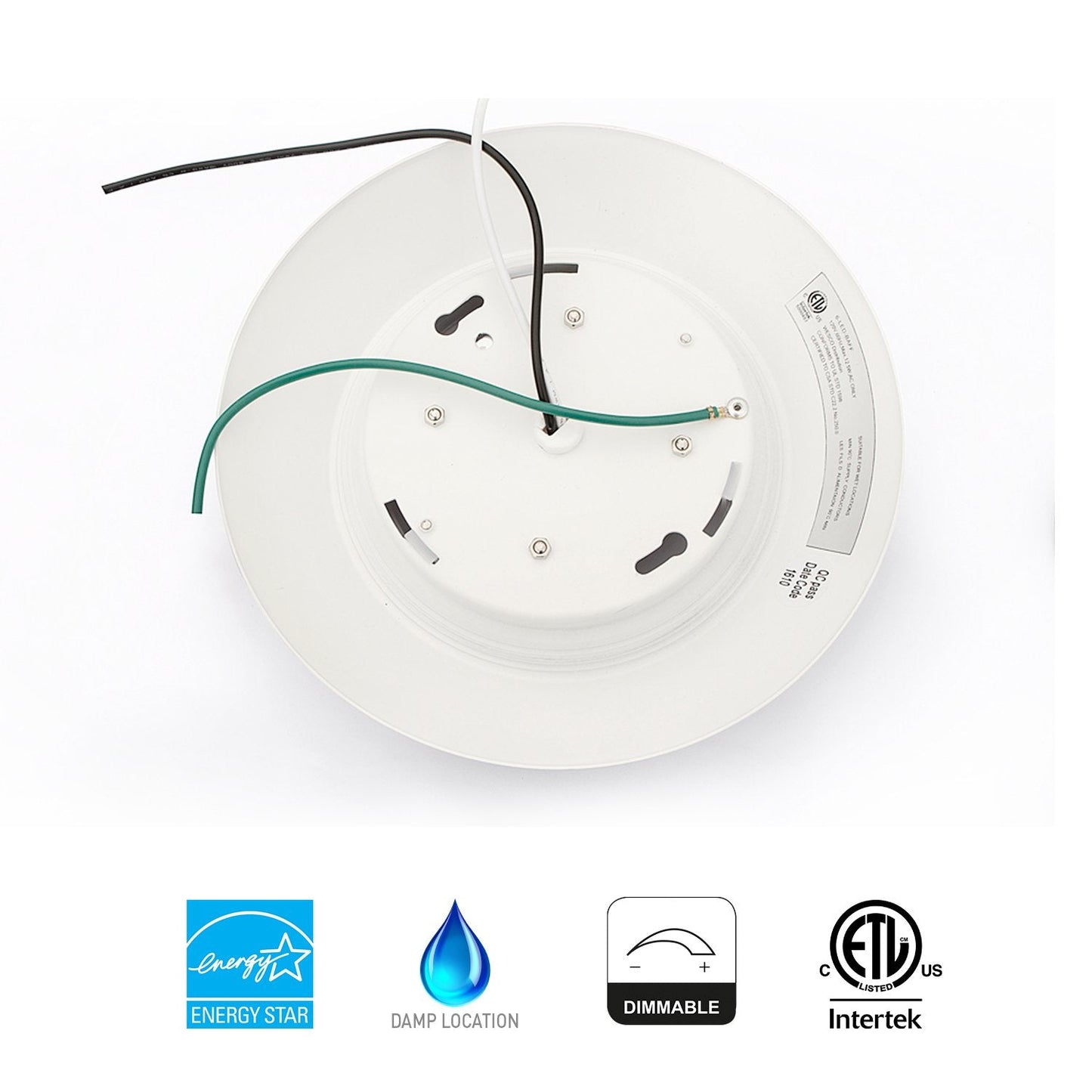 JULLISON 20 Packs 6 Inch LED Low Profile Recessed & Surface Mount Disk Light, Round, 15W, 900 Lumens, 5000K Day Light White, CRI80, Driverless Design, Dimmable, ETL Listed, White